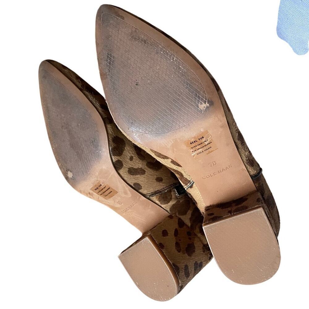 Cole Haan Elyse Leopard Print Heeled Booties size 7 2.5" Heel Ankle Boot Brown - Picture 6 of 8